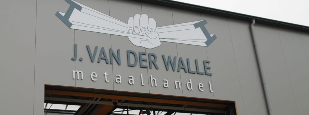 Logo J. van der Walle, metaalhandel vlak bij Oost-Vlaanderen voor maatwerk en exact zaagwerk van staalprofielen